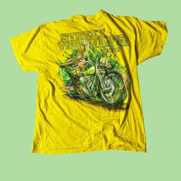 y2k goth punk rock Street Vibration Green Flame skeleton shirt - Picture 1 of 5